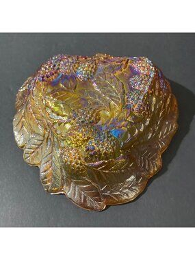 Vintage Indiana Marigold Iridescent Carnival Glass Loganberry Bowl Dish